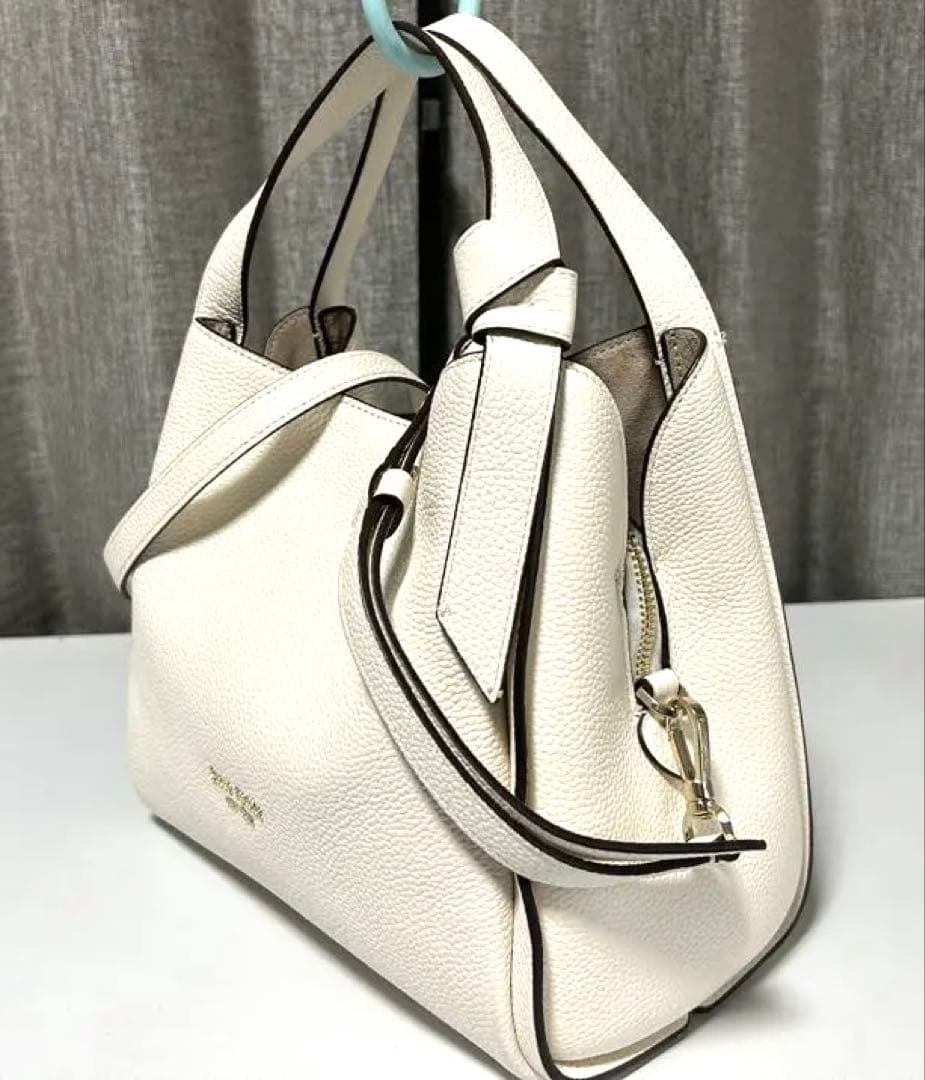 kate spade ホワイトレザー ショルダー ハンドバッグ ノットミディアム