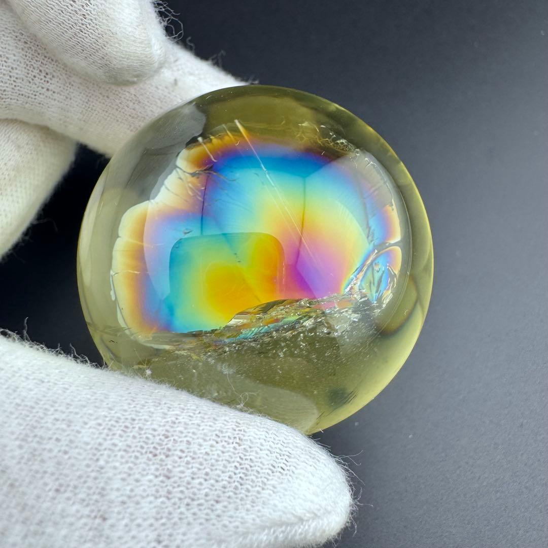 M-10虹入り透明シトリン丸玉　リピートありがとうございます