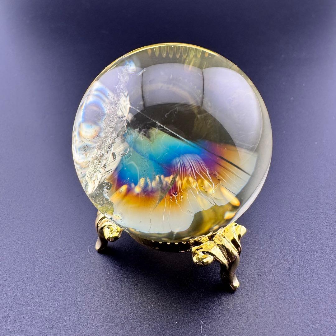 M-10虹入り透明シトリン丸玉　リピートありがとうございます