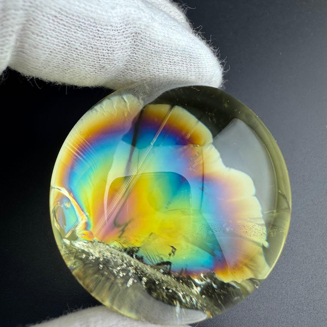 M-10虹入り透明シトリン丸玉　リピートありがとうございます