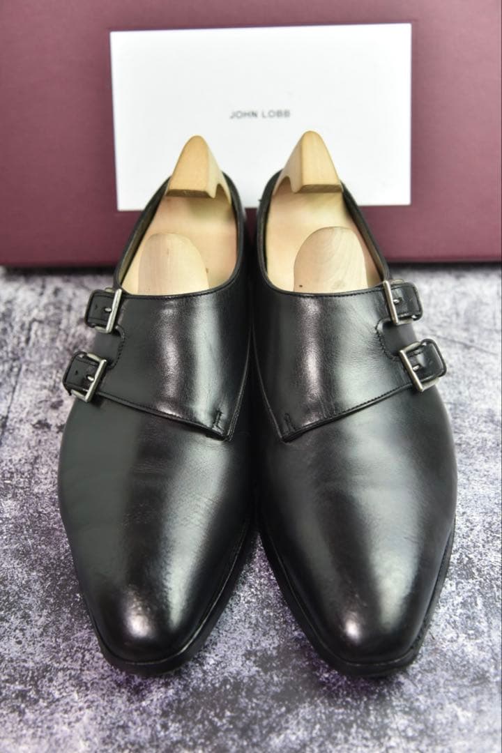 純正ツリー付　ジョンロブ　チャペル　7E　ブラック　8000ラスト　ダブルモンク