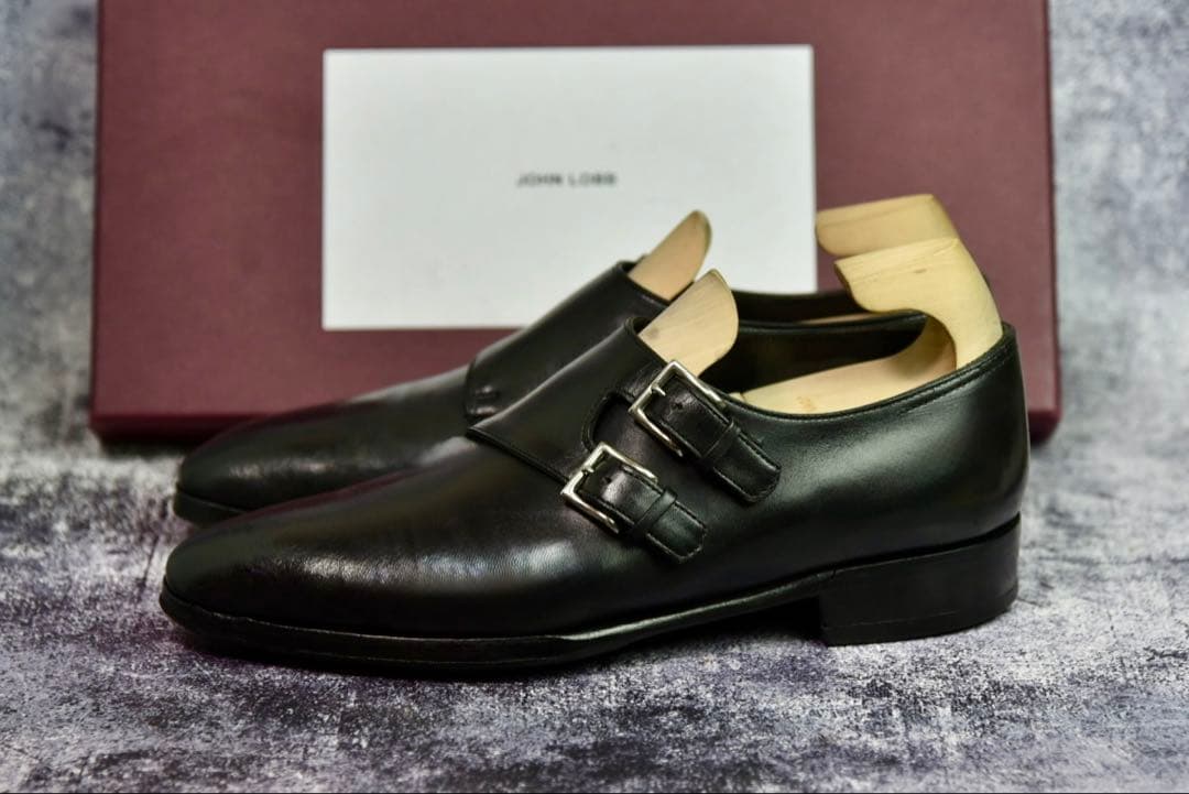 純正ツリー付　ジョンロブ　チャペル　7E　ブラック　8000ラスト　ダブルモンク