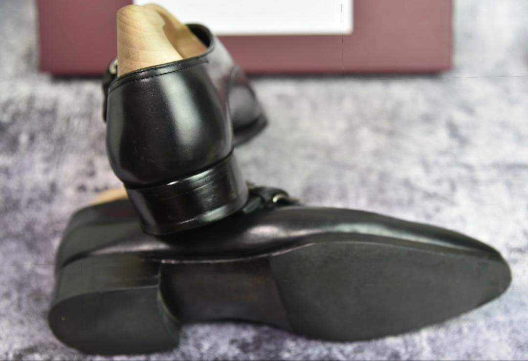 純正ツリー付　ジョンロブ　チャペル　7E　ブラック　8000ラスト　ダブルモンク