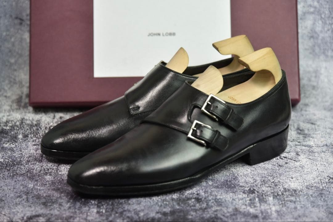 純正ツリー付　ジョンロブ　チャペル　7E　ブラック　8000ラスト　ダブルモンク