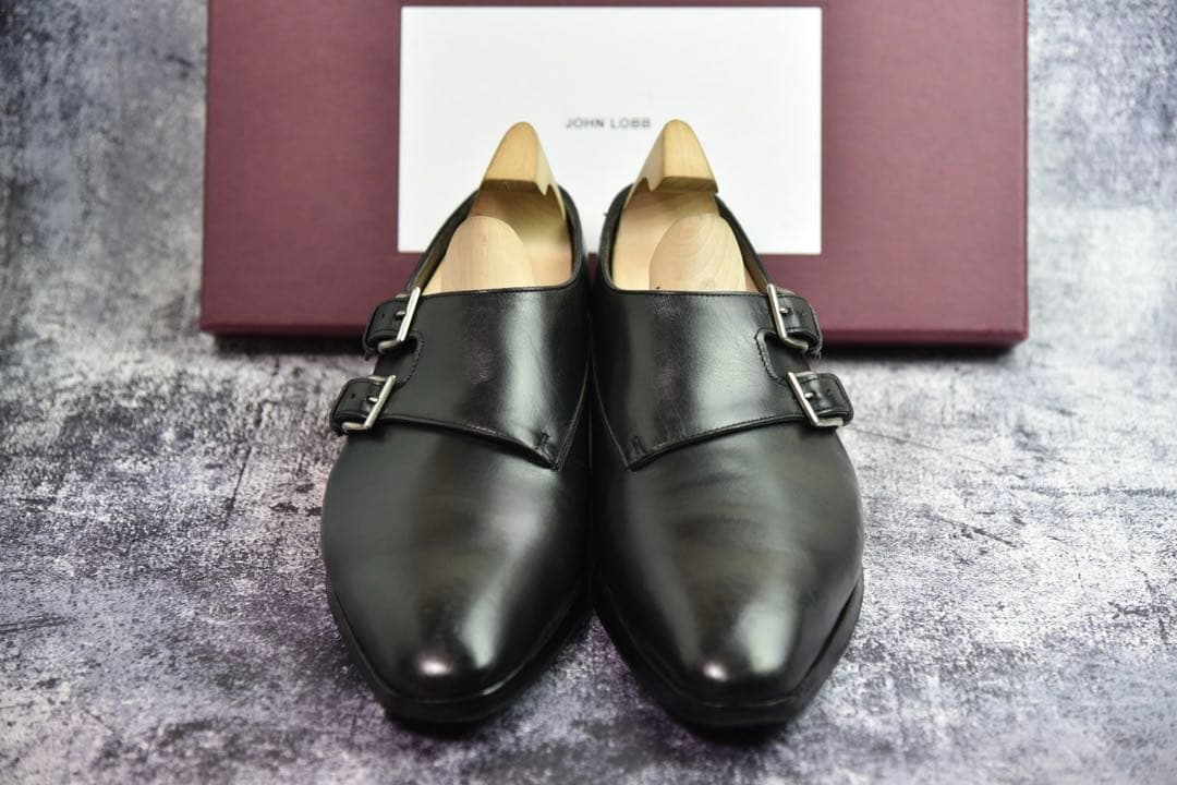 純正ツリー付　ジョンロブ　チャペル　7E　ブラック　8000ラスト　ダブルモンク