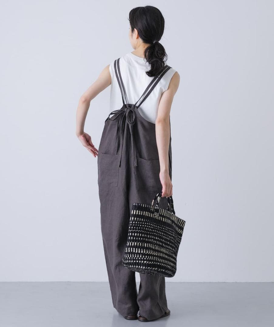 2025 春夏新作 かぐれ kagure 新品 リネンサロペット＊チャコール