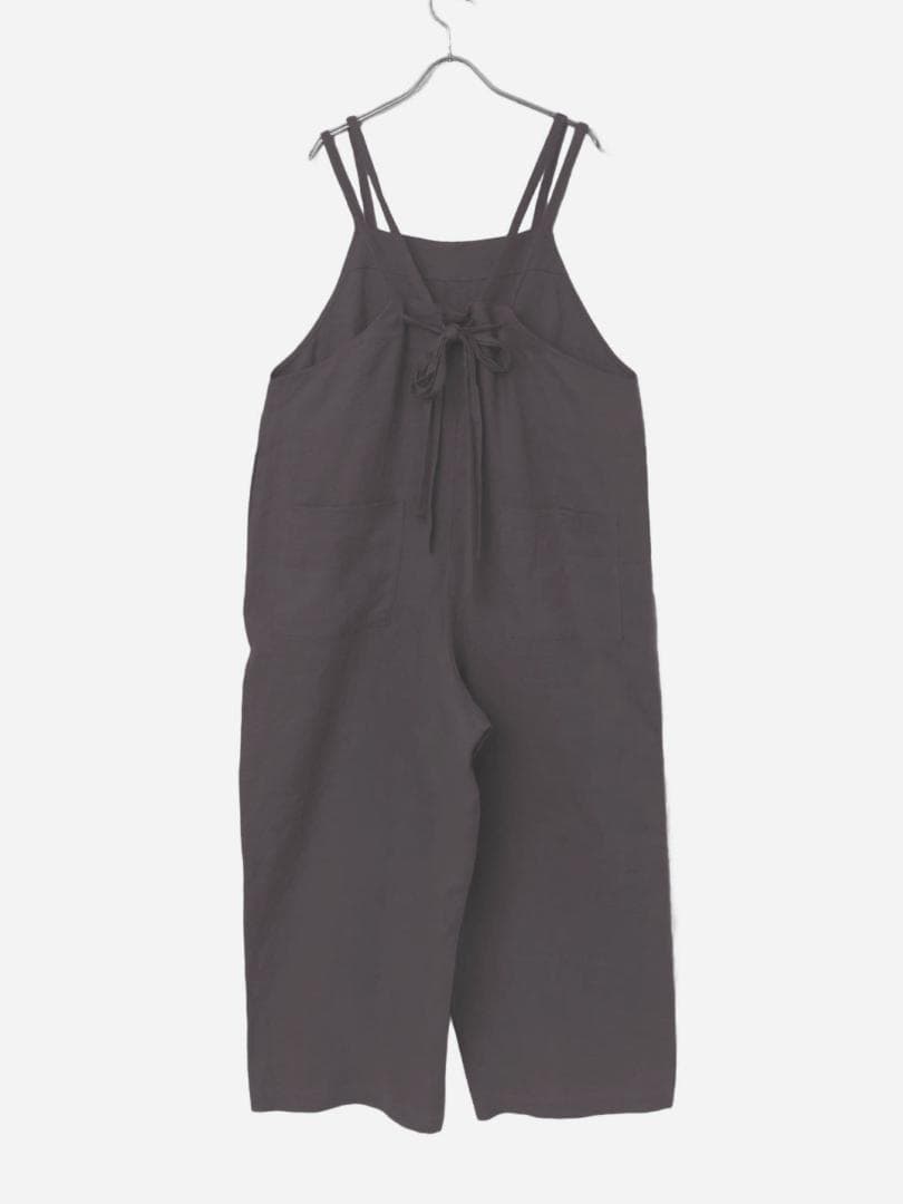 2025 春夏新作 かぐれ kagure 新品 リネンサロペット＊チャコール