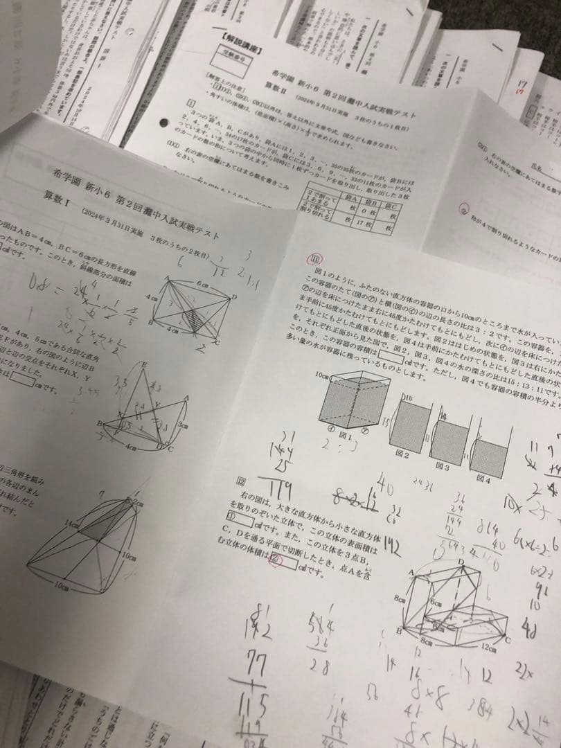 希学園　小６　灘中入試実戦テスト６回/プレ灘中入試２回　２０２４年度版　中古