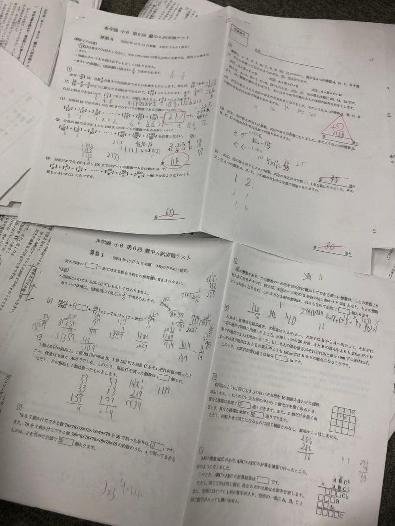 希学園　小６　灘中入試実戦テスト６回/プレ灘中入試２回　２０２４年度版　中古