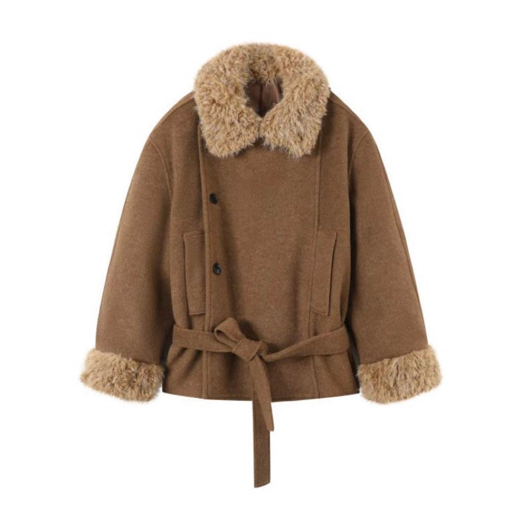 ジャケット・アウター Fur Collar Thickened Woolen Coat