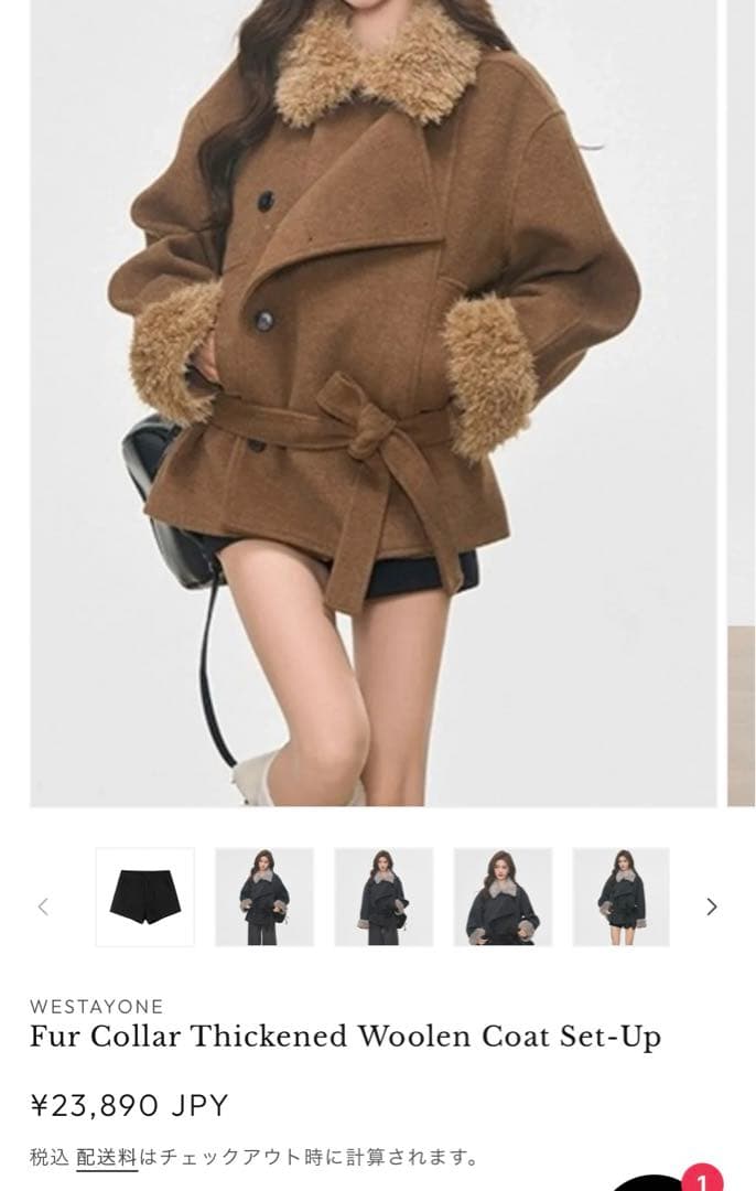 ジャケット・アウター Fur Collar Thickened Woolen Coat