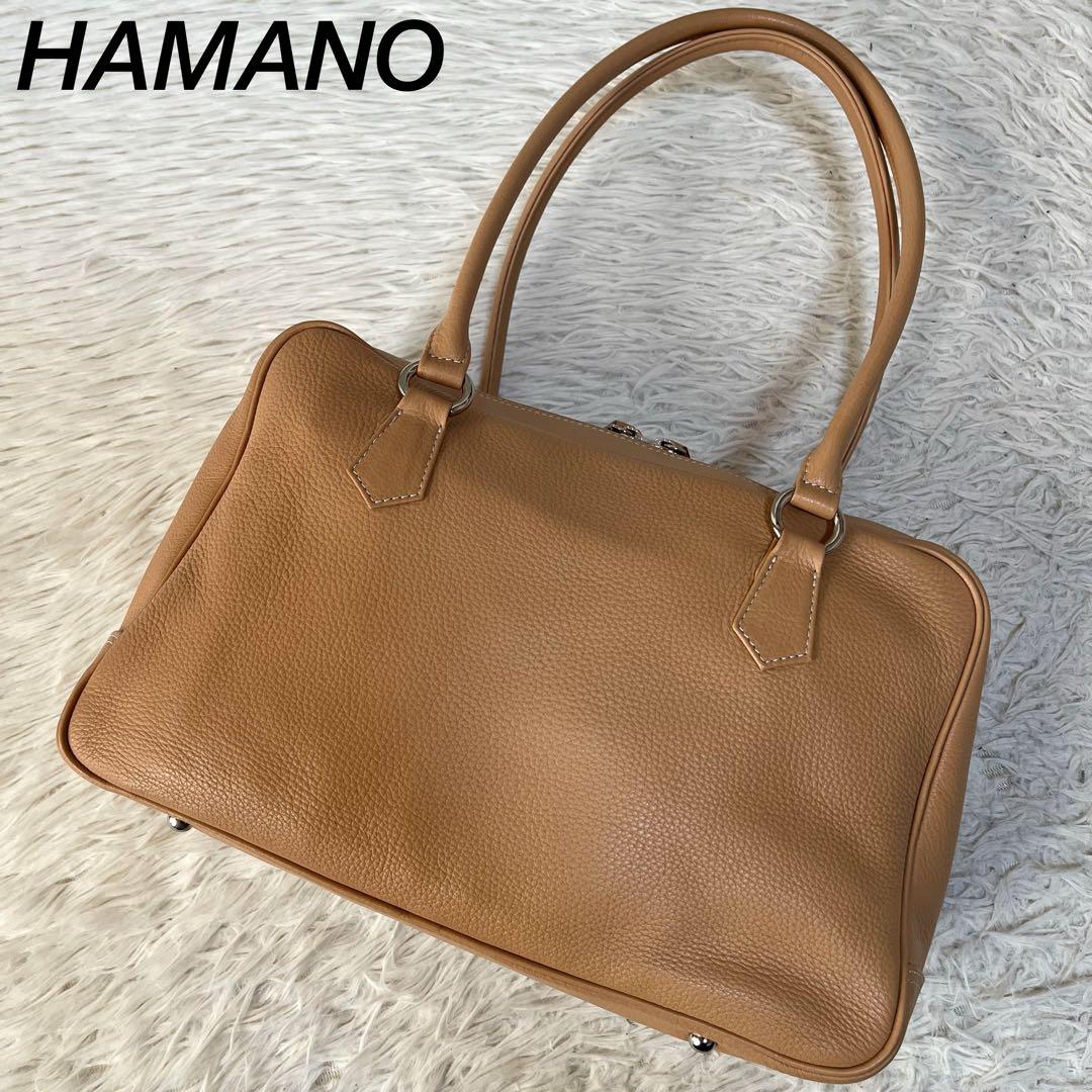 【美品】濱野皮革工藝　ハマノ　エヴィ　レザー　ボストントートバッグ B5収納可