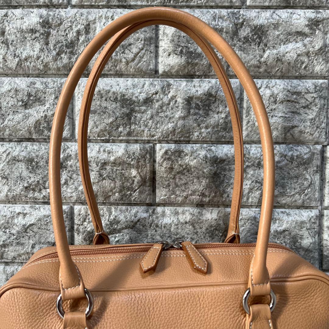 【美品】濱野皮革工藝　ハマノ　エヴィ　レザー　ボストントートバッグ B5収納可