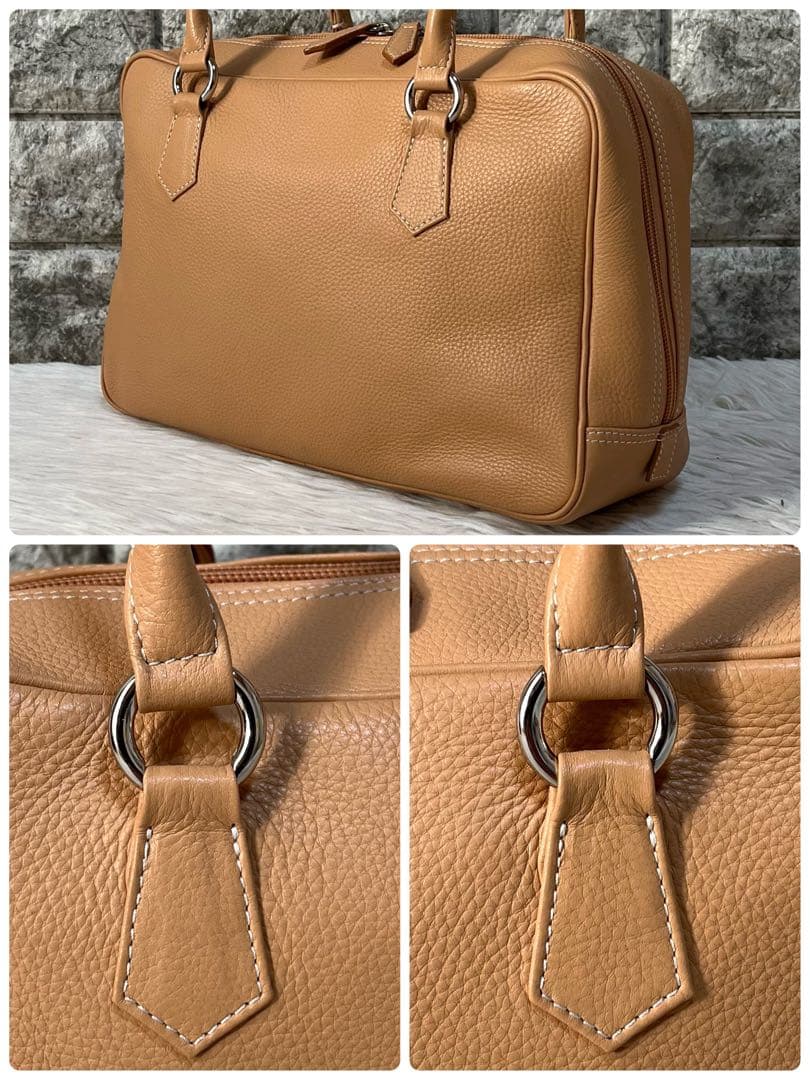 【美品】濱野皮革工藝　ハマノ　エヴィ　レザー　ボストントートバッグ B5収納可