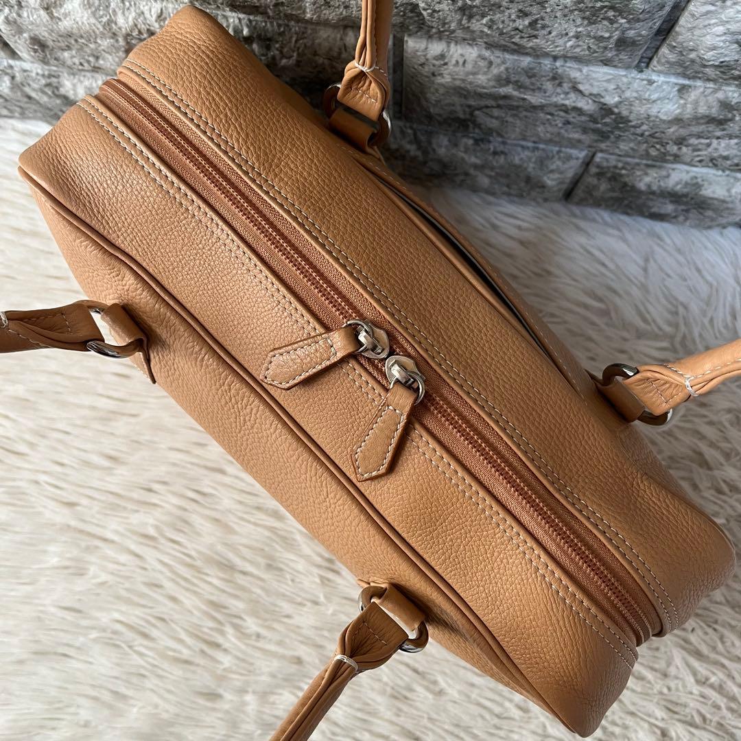 【美品】濱野皮革工藝　ハマノ　エヴィ　レザー　ボストントートバッグ B5収納可