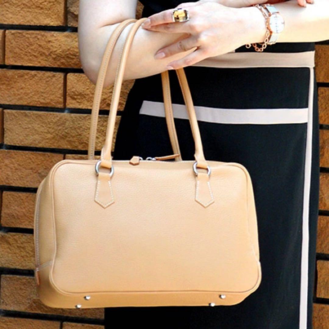 【美品】濱野皮革工藝　ハマノ　エヴィ　レザー　ボストントートバッグ B5収納可