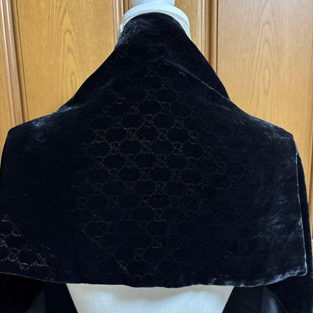 GUCCIグッチ黒いベルベットマフラー 男子兼用