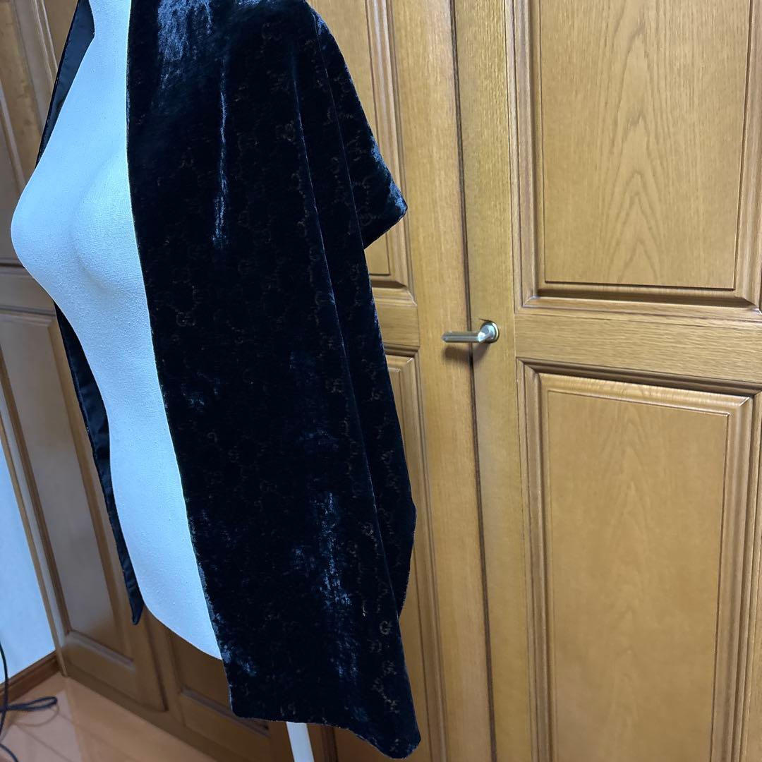 GUCCIグッチ黒いベルベットマフラー 男子兼用
