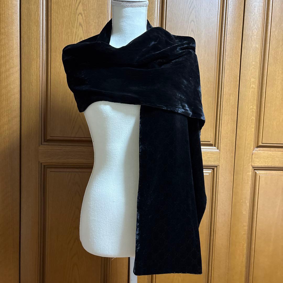 GUCCIグッチ黒いベルベットマフラー 男子兼用