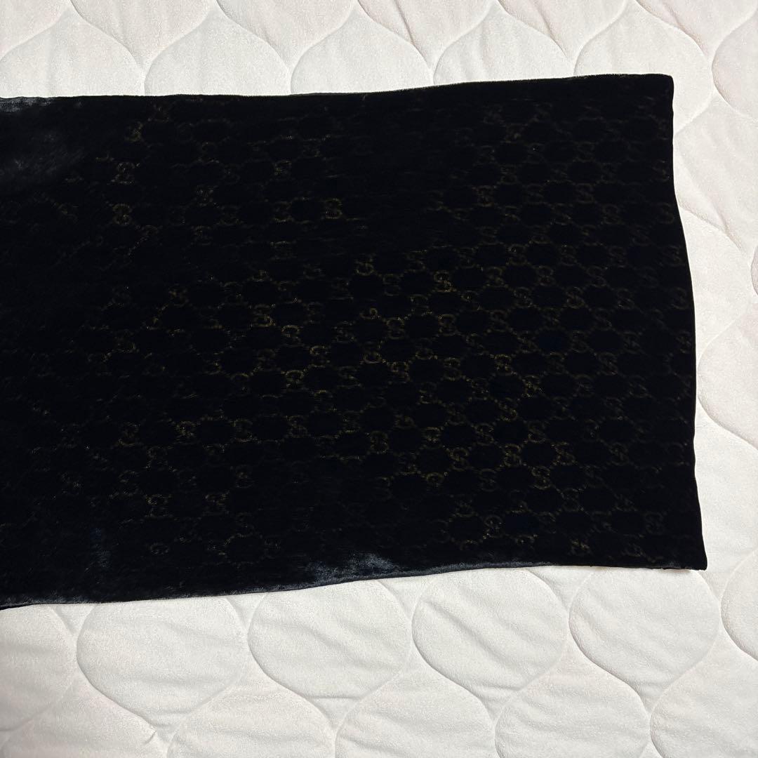 GUCCIグッチ黒いベルベットマフラー 男子兼用