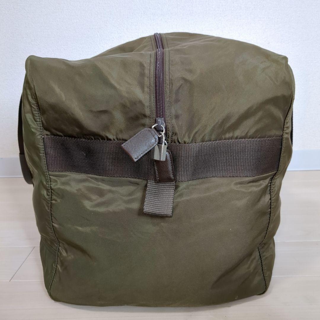 PRADA ボストンバッグ 三角ロゴ テスートナイロン カーキ 希少色 鍵付き