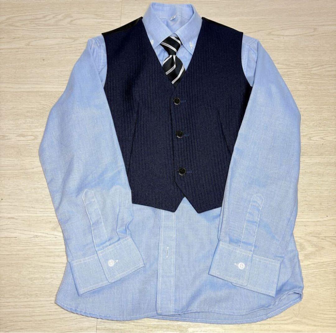 【最安値】ワンダーファクトリー 150 6点 男の子 ベスト付き ネイビー