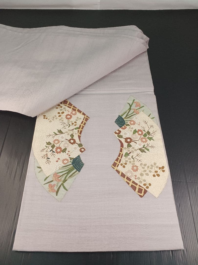 ［お太鼓柄］　袋帯　中古美品　紬　461cm O-042