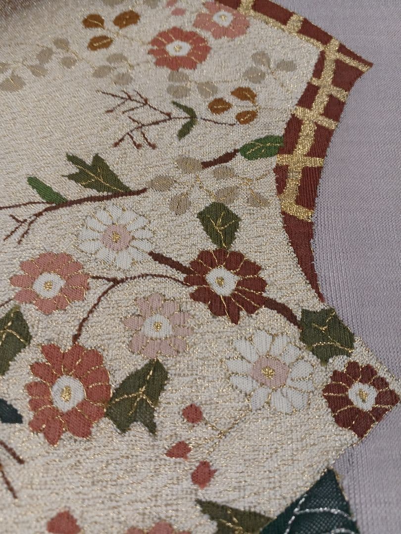 ［お太鼓柄］　袋帯　中古美品　紬　461cm O-042