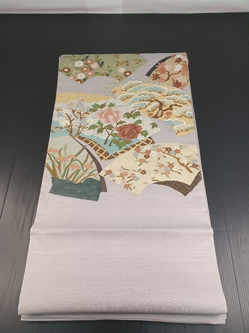 ［お太鼓柄］　袋帯　中古美品　紬　461cm O-042