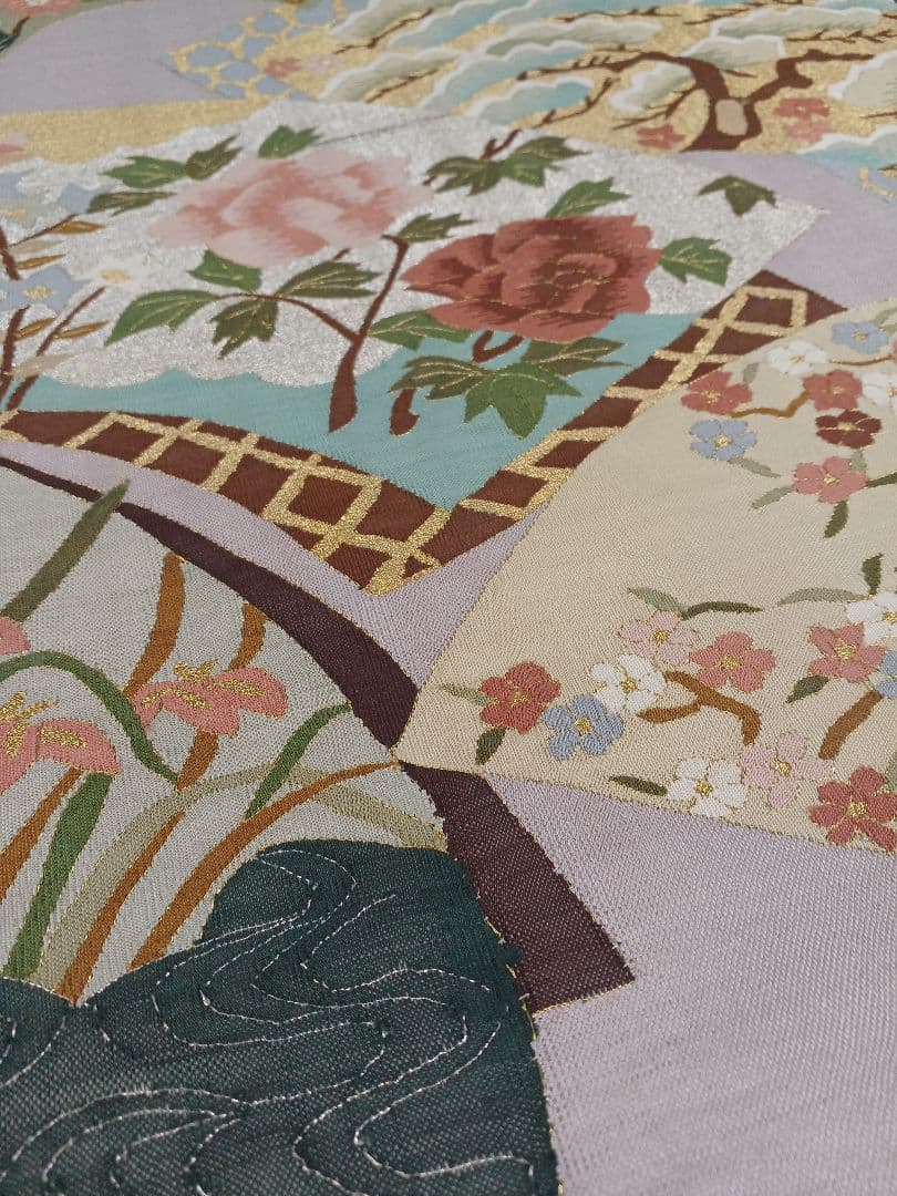 ［お太鼓柄］　袋帯　中古美品　紬　461cm O-042