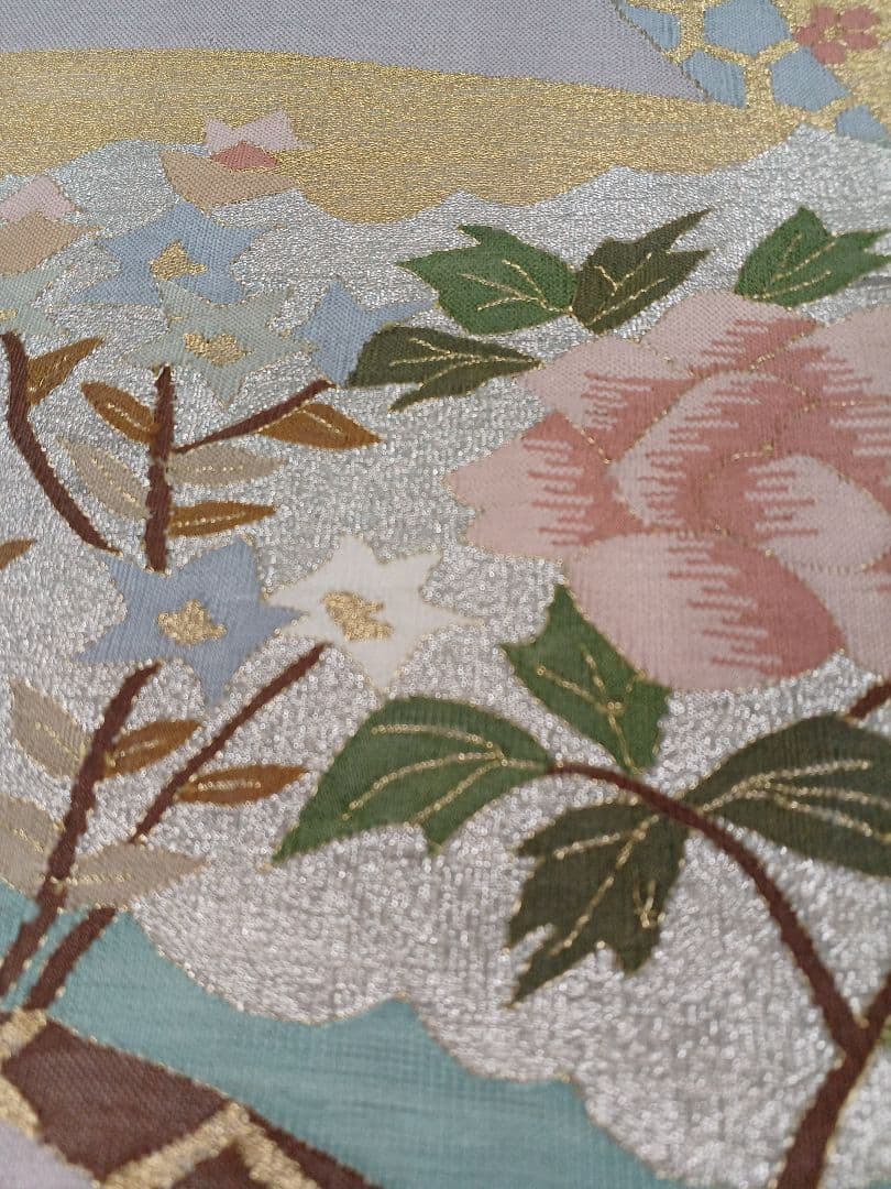 ［お太鼓柄］　袋帯　中古美品　紬　461cm O-042