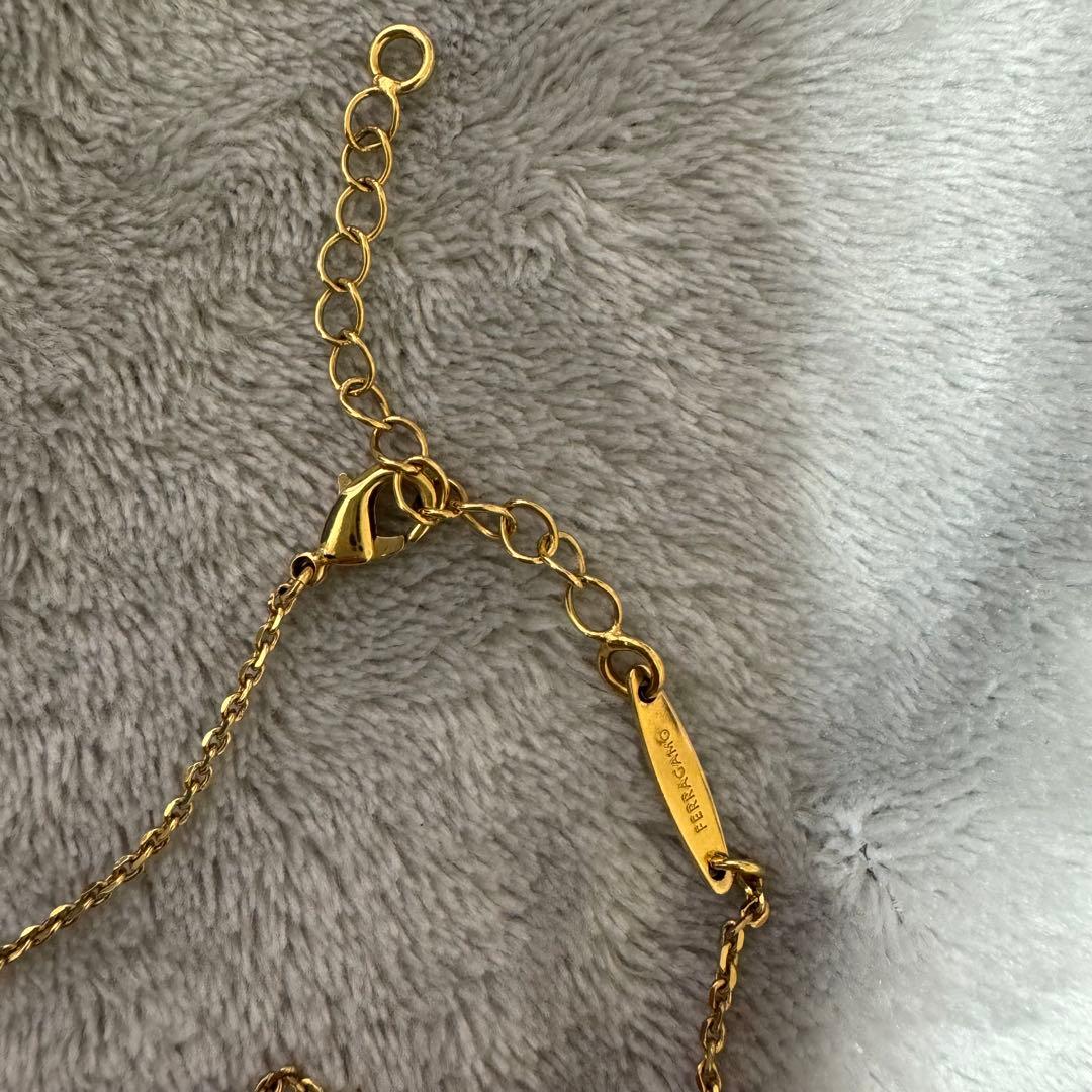 FERRAGAMO ガンチーニ クリスタルネックレス(S) ゴールド