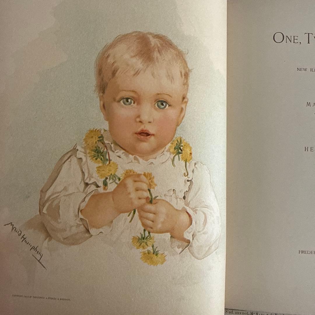 稀少1889年アンティーク美しい挿絵の絵本　洋書　古書ジャンクジャーナル額装に