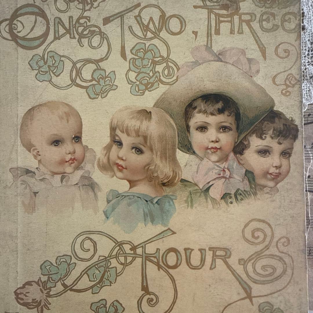 稀少1889年アンティーク美しい挿絵の絵本　洋書　古書ジャンクジャーナル額装に