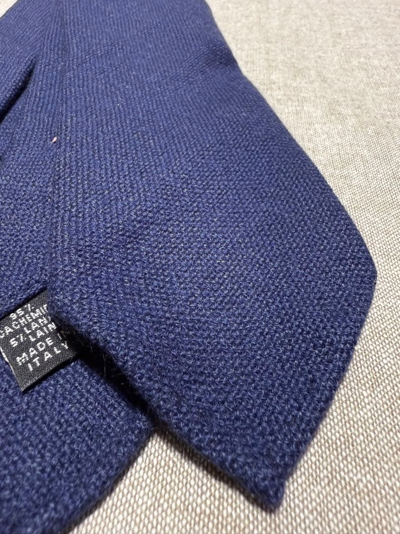 LUIGI BORRELLI／カシミヤ／ソリッドタイ／スフォデラート／ネイビー