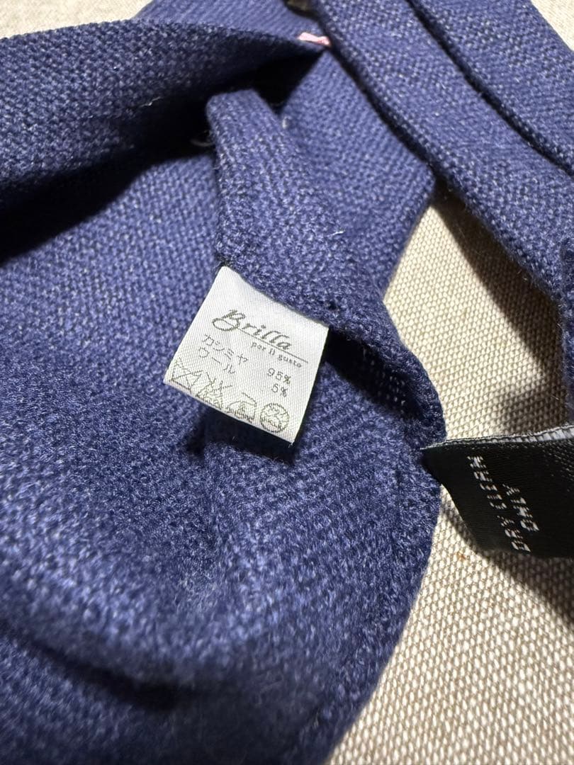 LUIGI BORRELLI／カシミヤ／ソリッドタイ／スフォデラート／ネイビー