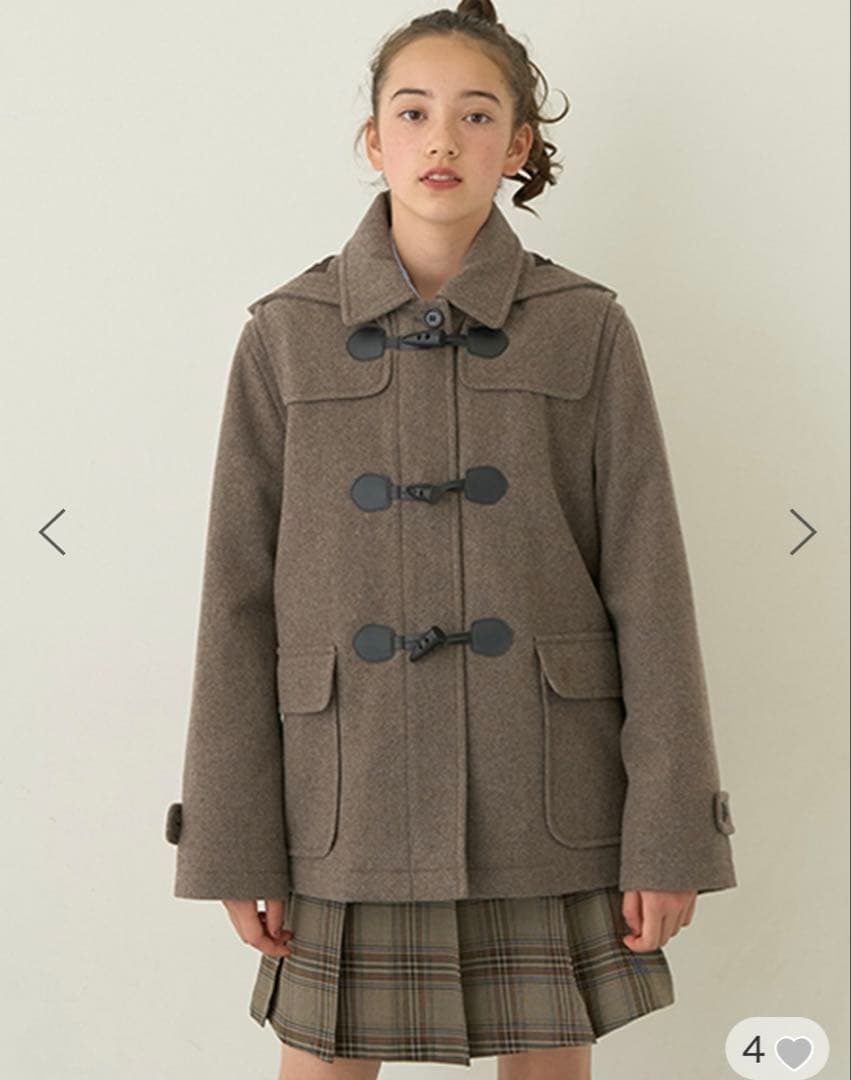 新品　ポンポネット ブラウン　【軽量キルティング裏地】ミドルダッフルコート