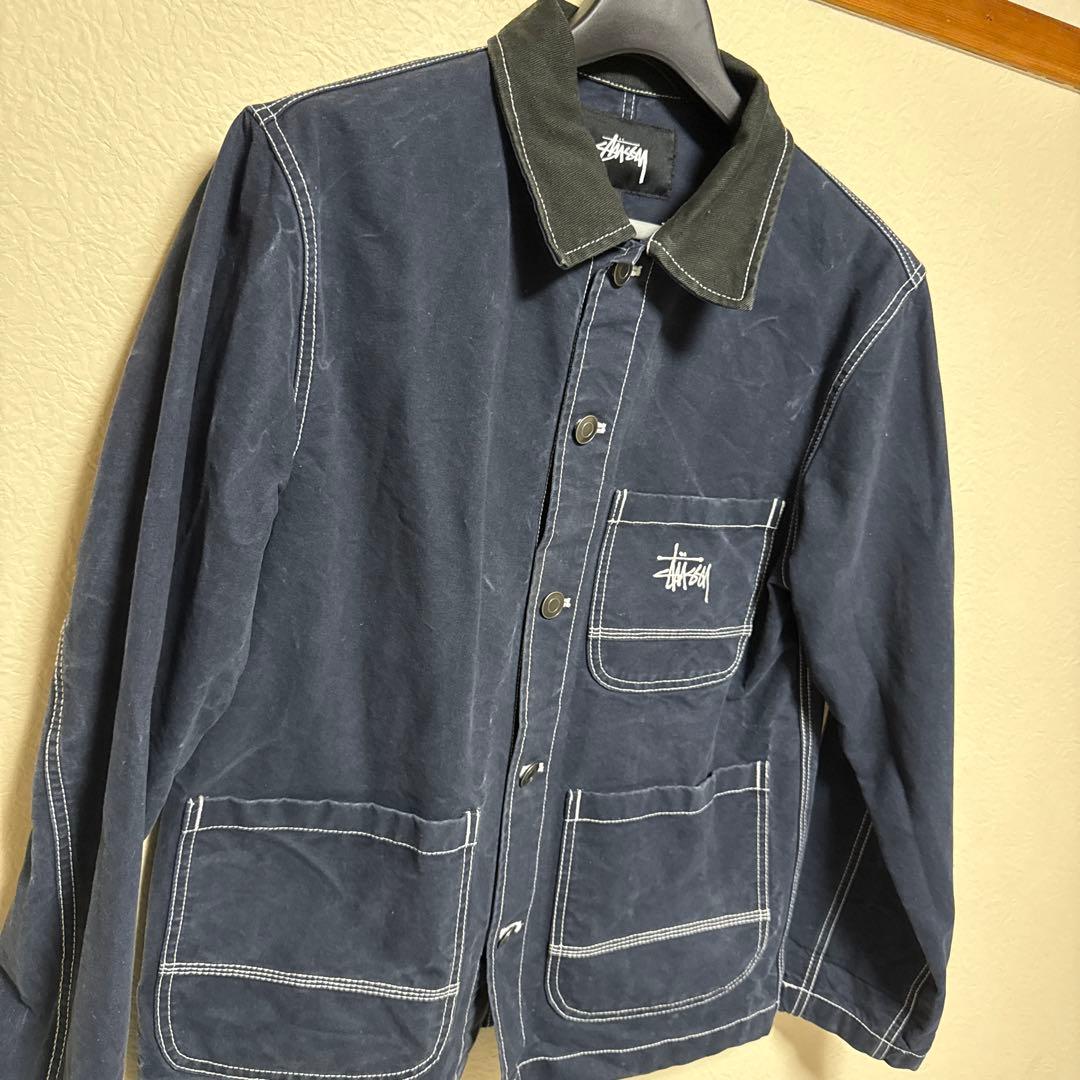 ステューシー 刺繍ロゴ ブラッシュド モールスキンチョアジャケット　カバーオール