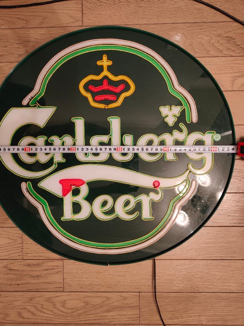 希少　Carlsberg　カールスバーグネオン看板　照明看板　φ54cm