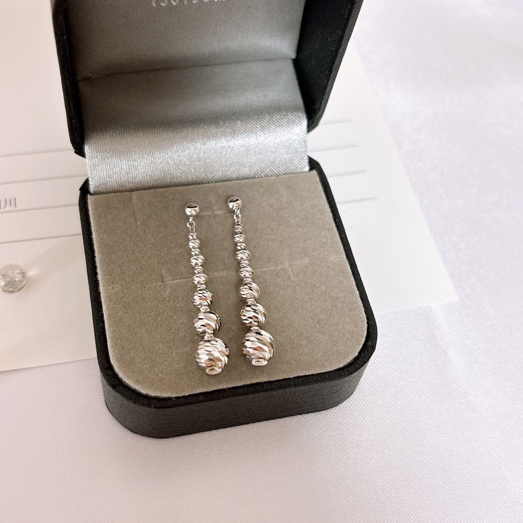 即決価格　ジュエリーツツミ　K18WGピアス　2.31g