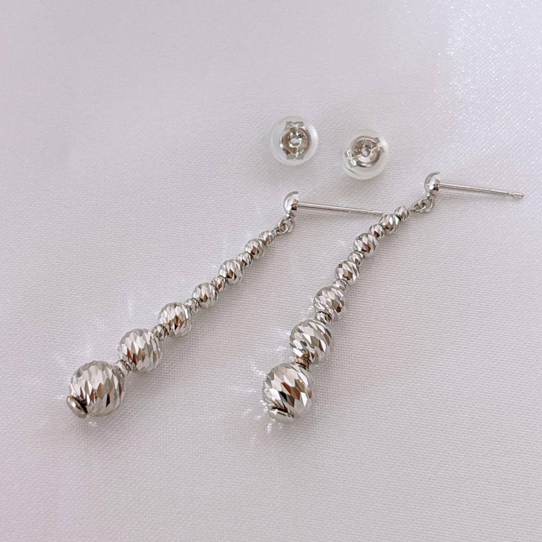 即決価格　ジュエリーツツミ　K18WGピアス　2.31g