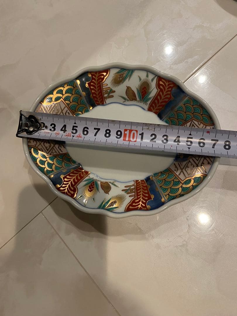 美品　長春富貴　伊万里　取り皿　古伊万里　菱形　金彩色絵　豪華　5枚セット