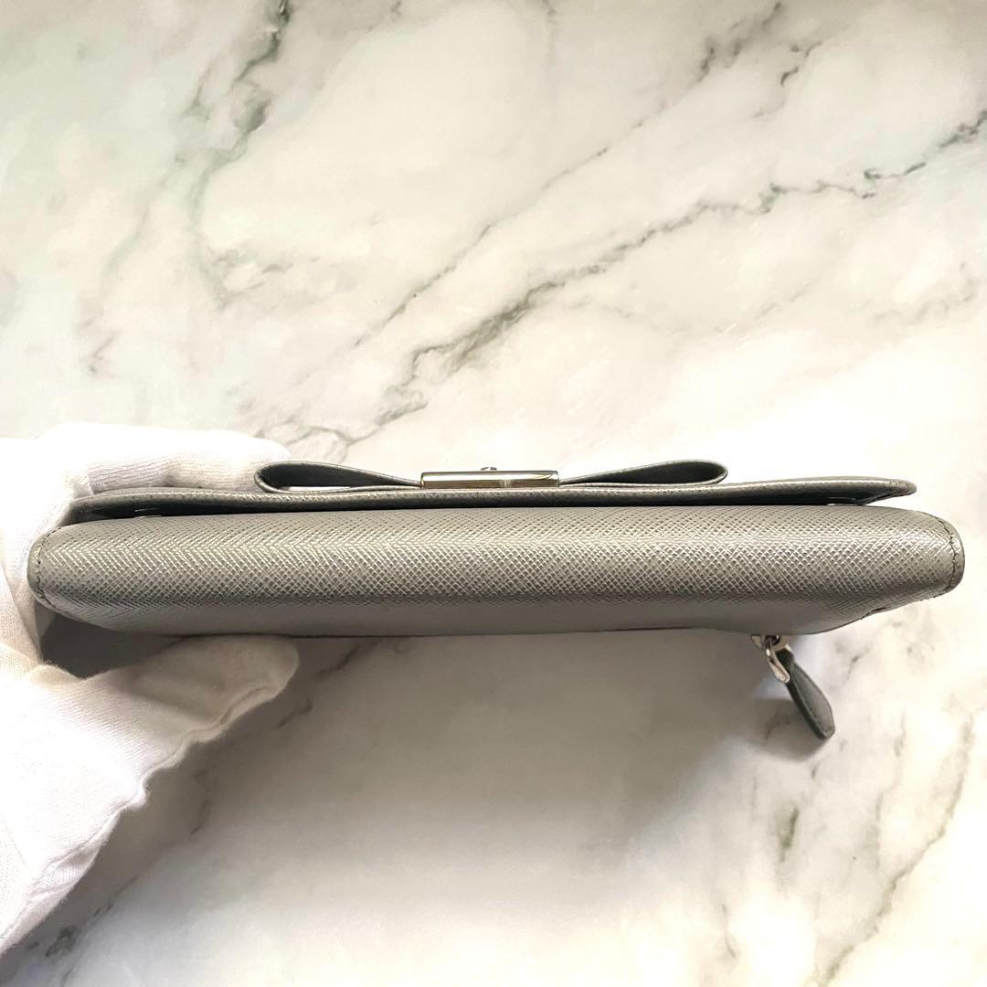 PRADA プラダ サフィアーノ　リボン　フィオッコ　長財布　極美品0115-④