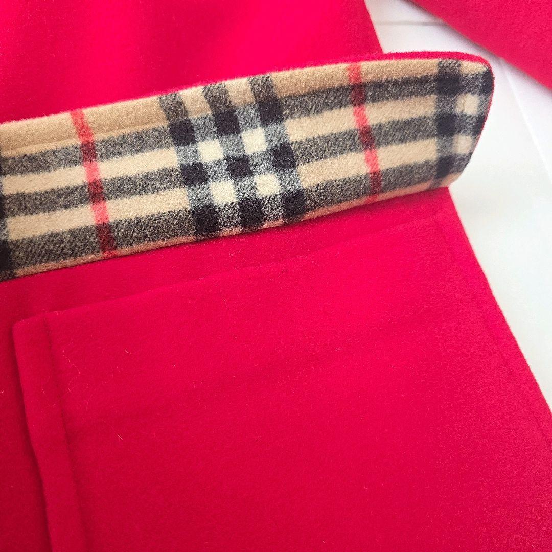 バーバリー カシミヤ混 コート ノバチェック 大きいサイズ 13 レッド
