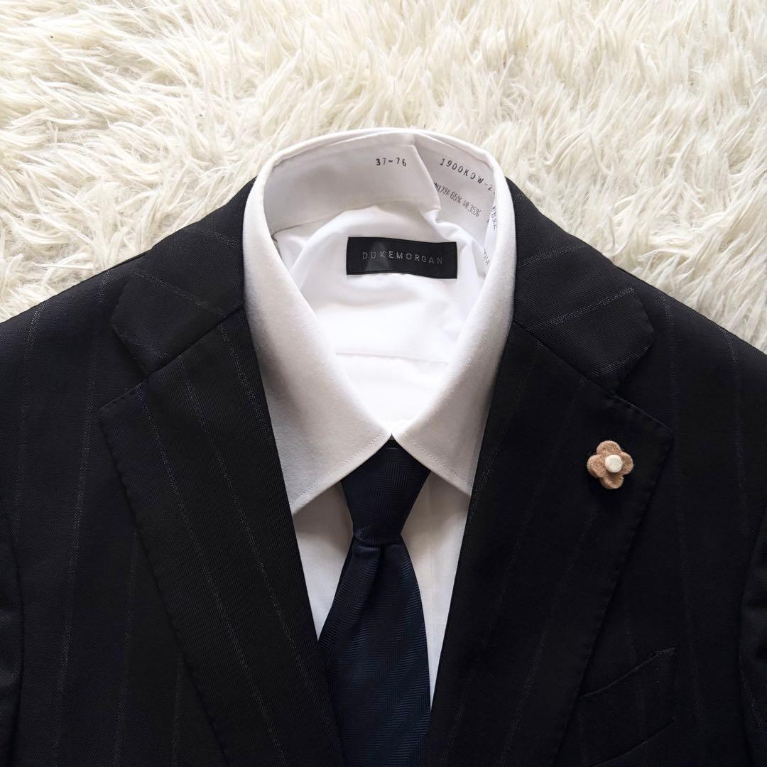 <極美品>LARDINI 新ロゴ ブラック ウール スーツ サイズ44