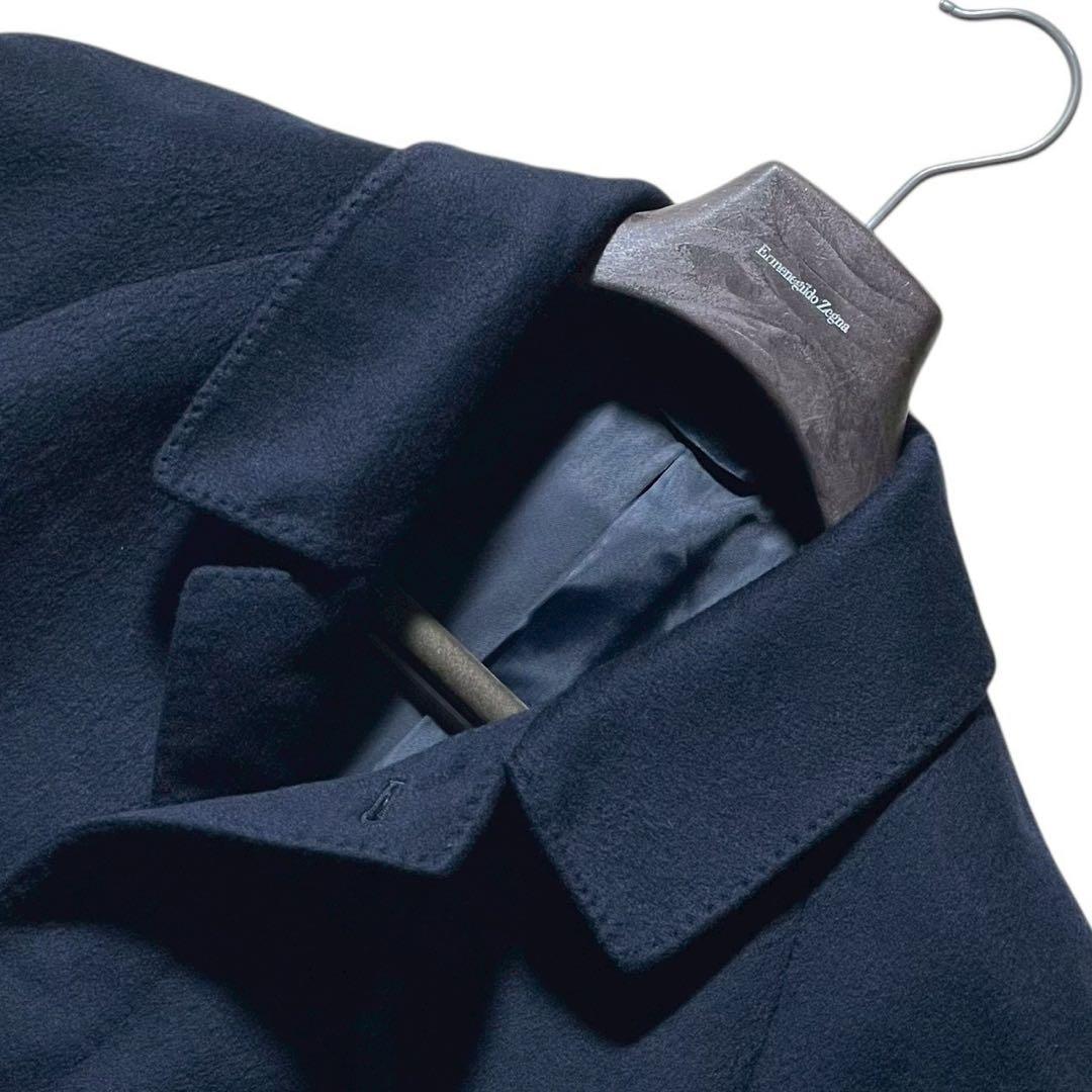 極美品 カシミヤ100% チェスターコート ロング 着丈115cm 紺 ネイビー