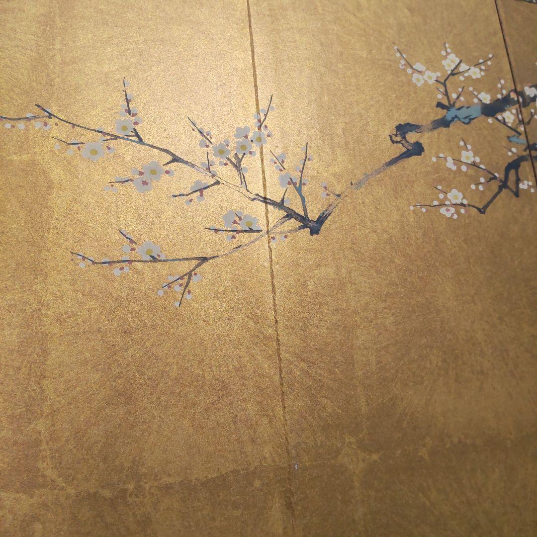 日本画 梅に山鳥図 屏風