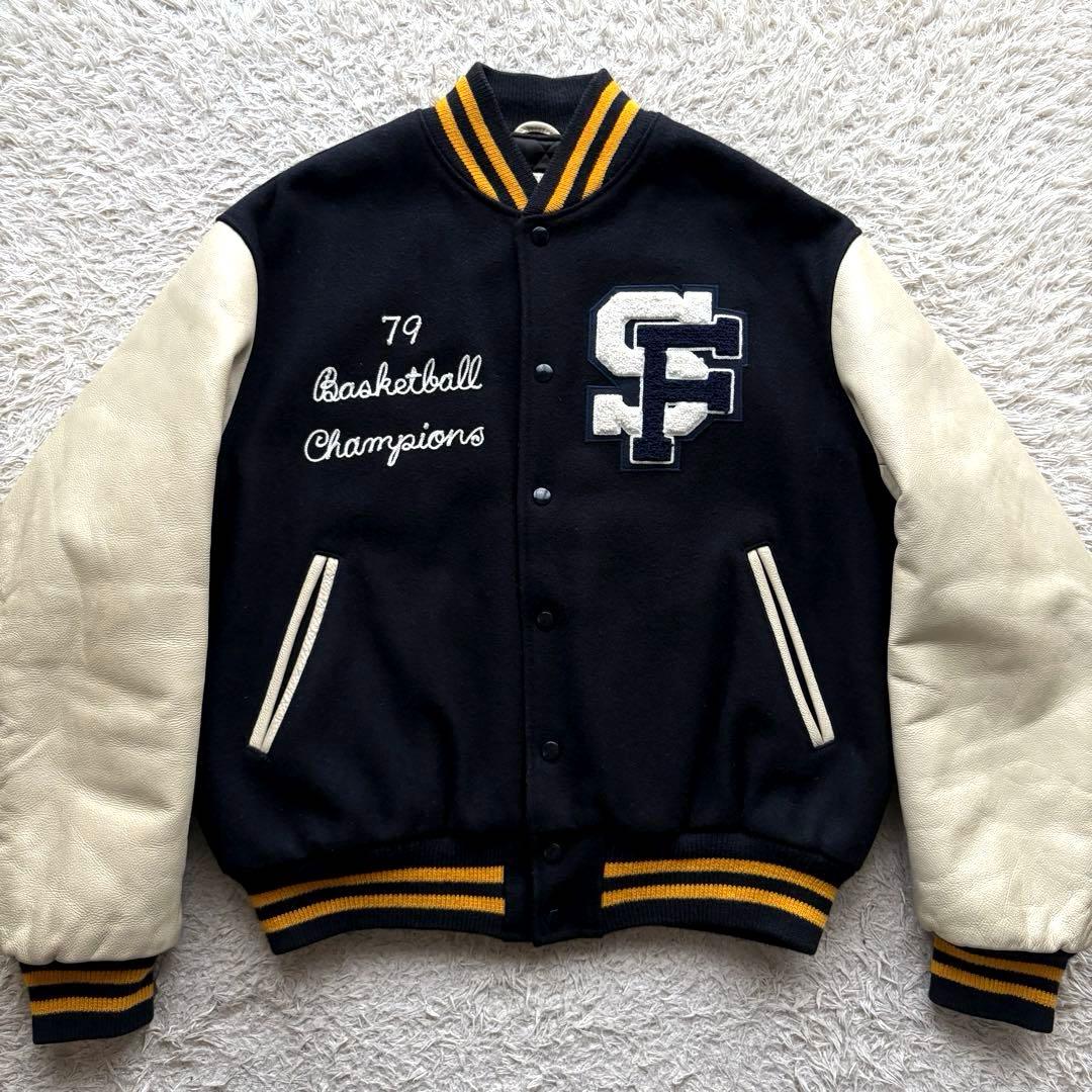 ★希少 XLサイズ★ ゴールデンベア スタジャン ワッペン 袖レザー USA製