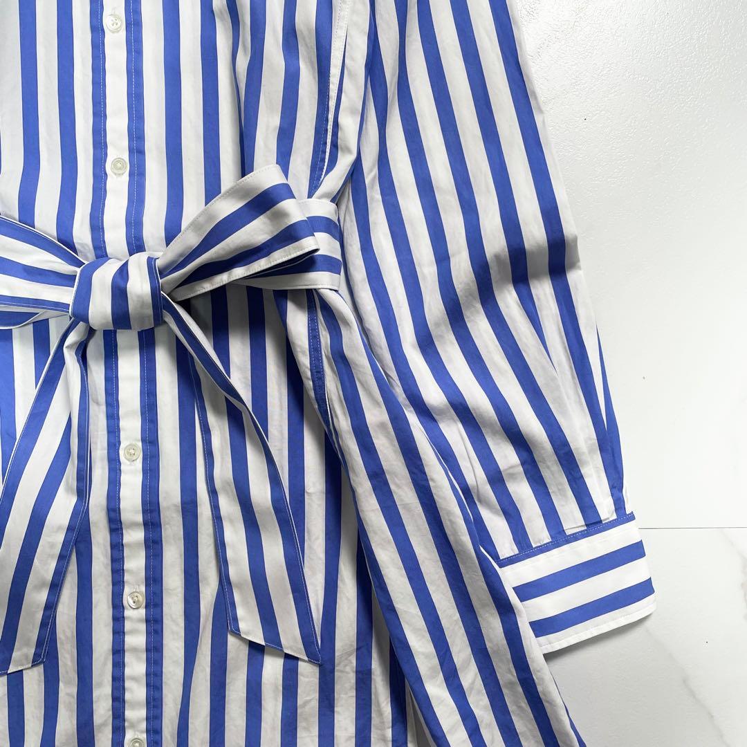 現行 QR付✨ラルフローレン ベルテッドストライプコットンシャツドレス 2023