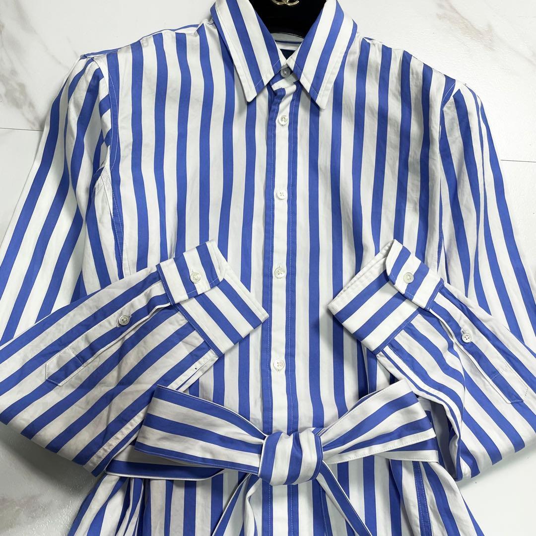 現行 QR付✨ラルフローレン ベルテッドストライプコットンシャツドレス 2023